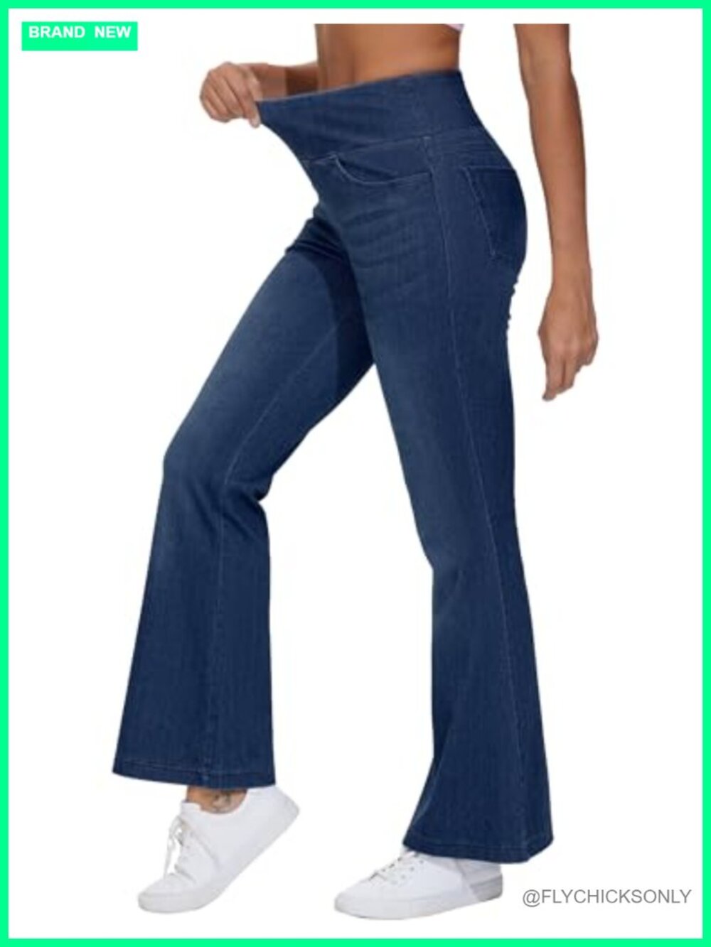 High Waisted Bell Bottom Flare Jeggings Stretch Denim Pull On Pants